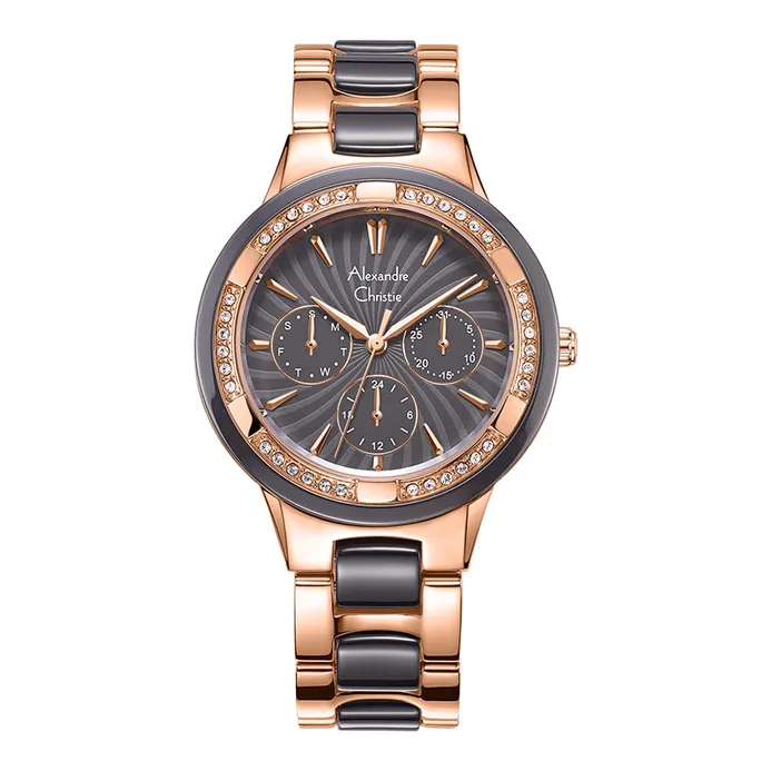 Jam Tangan Wanita Alexandre Christie Grey Rose Gold ACF2299