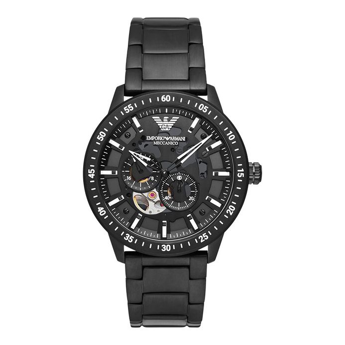 Jam Tangan Emporio Armani AR60054 Otomatis dengan Dial Terbuka Hitam