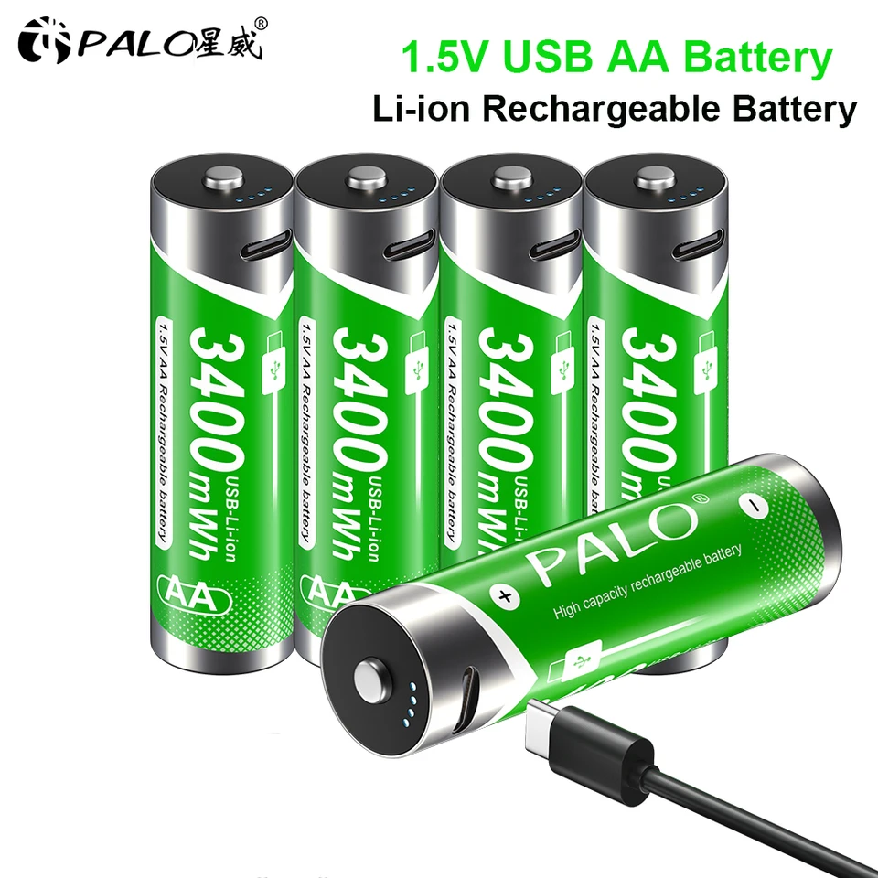 PALO Baterai AA Lithium Rechargeable 1.5V 3400mWh (Isi 2)