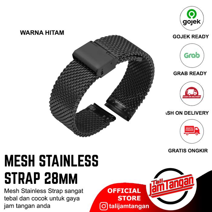 Tali Jam Tangan Mesh Hitam 20 mm untuk Gaya Elegan