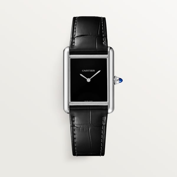 Jam Tangan Cartier Tank Louis Cartier Suave Hitam Elegan