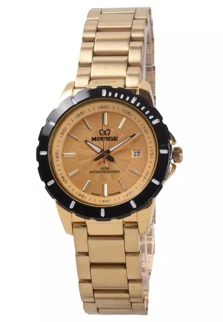 Jam Tangan Wanita Mirage Gold Stainless Steel 8549L-E
